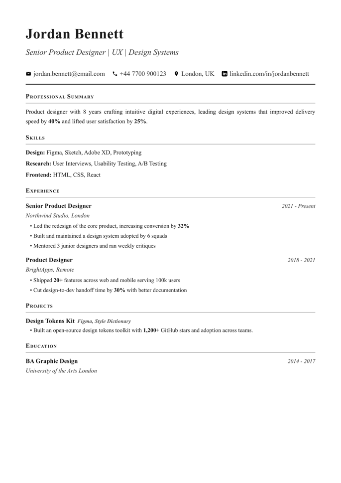 Academic CV template