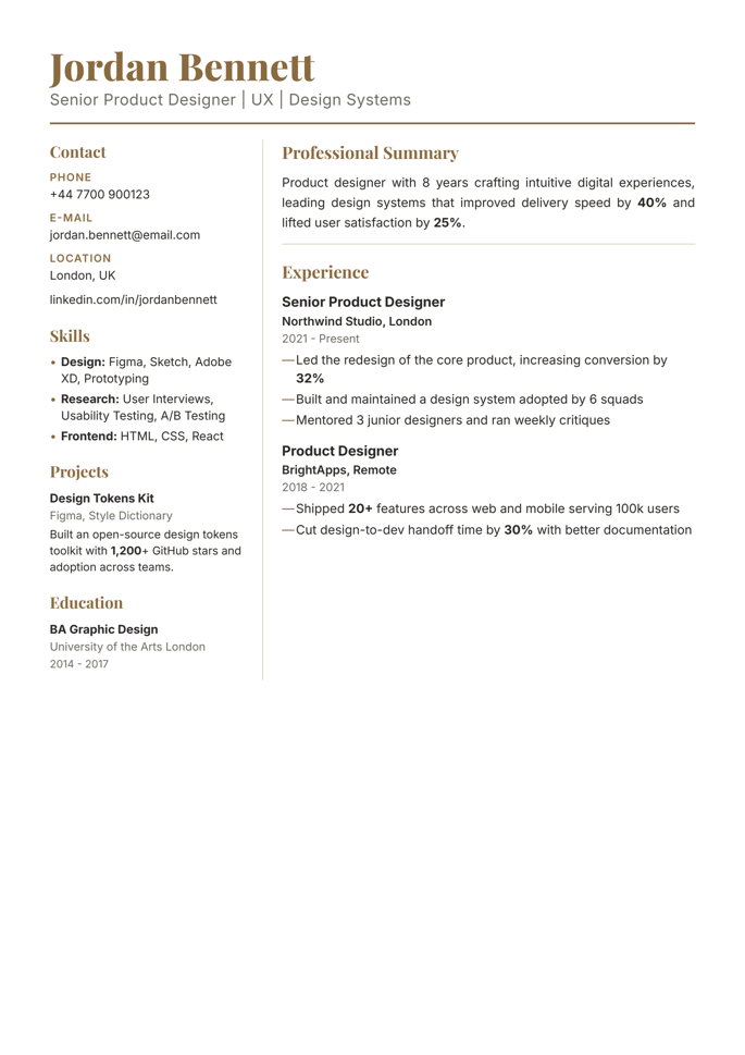 Executive CV template