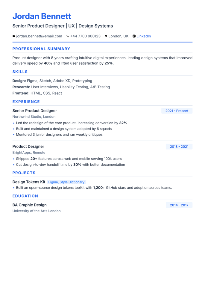 Modern CV template