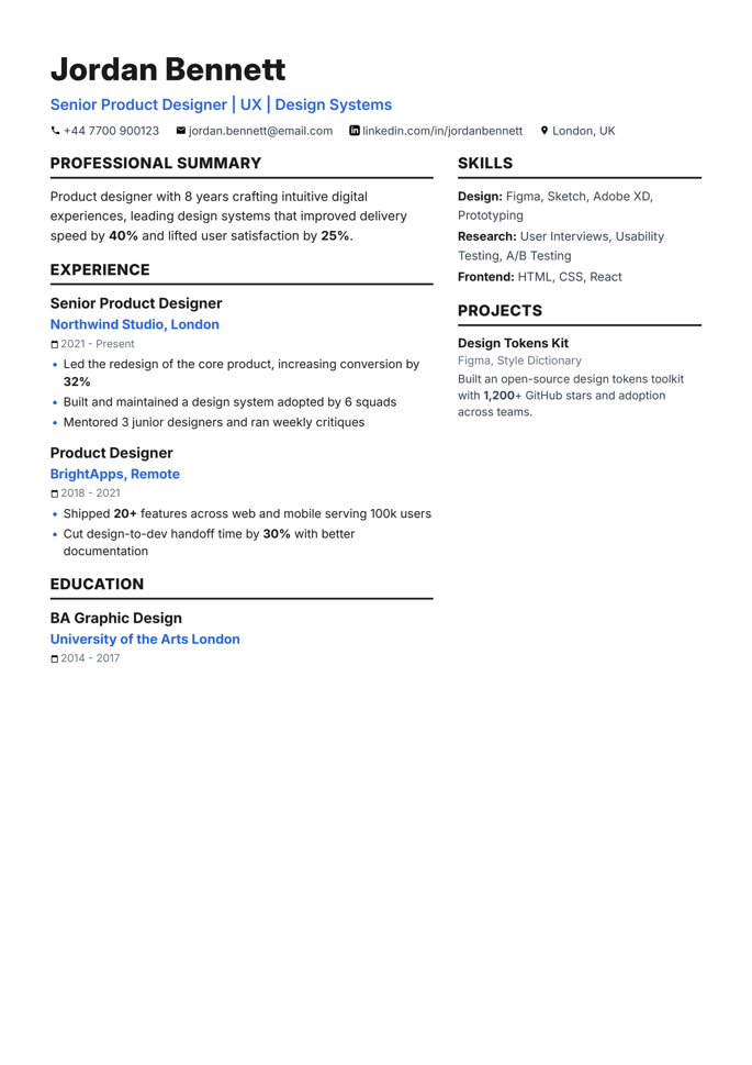 Technical CV template